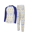 Concepts Sport Men's  White, Royal Los Angeles Rams Tinsel Raglan Long Sleeve T-shirt And Pants Sleep In White,royal