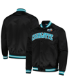 Mitchell & Ness Black Charlotte Hornets Hardwood Classics  Throwback Wordmark Raglan Full-snap Jacke In Black