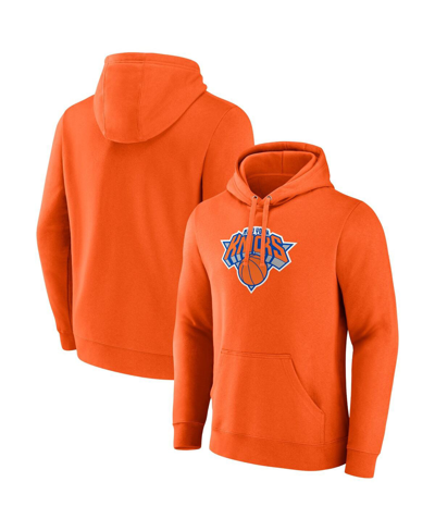 Fanatics Men's  Orange New York Knicks Primary Logo Pullover Hoodie
