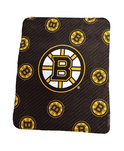 Logo Brands Boston Bruins 50" X 60" Repeating Logo Classic Plush Throw Blanket In Brown