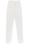 Thom Browne High-waisted Wide-leg Trousers In White