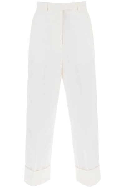Thom Browne High-waisted Wide-leg Trousers In White