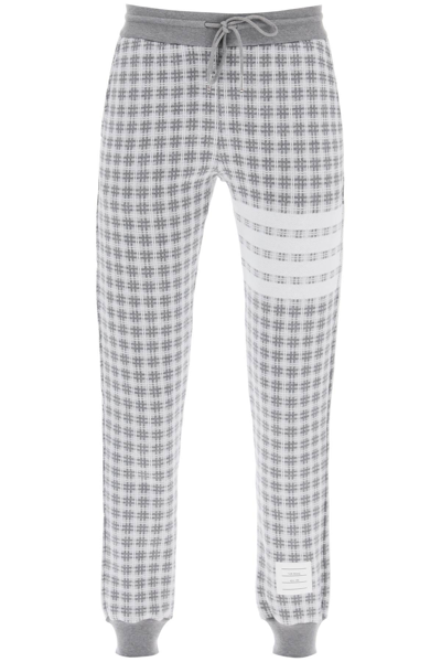 Thom Browne 4-bar Joggers In Check Knit In Grey