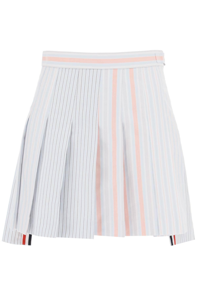 Thom Browne Pleated Mini Skirt In Multicolor,neutro
