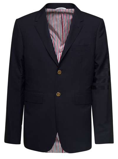 Thom Browne Fit 1 Sb S/c (classic) In Engineered 4 Bar Plain Weave Suiting In Blue
