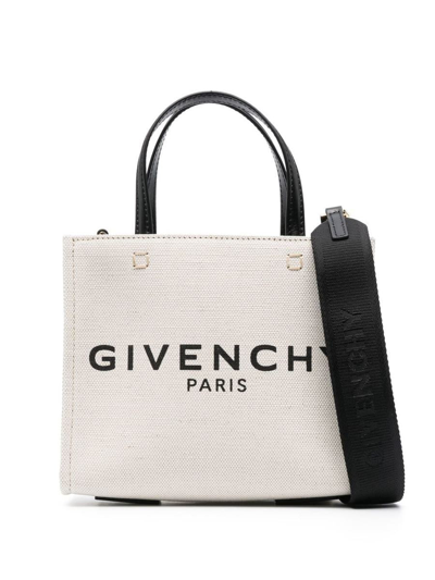 Givenchy Mini Canvas G Tote In Beige