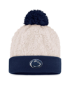 TOP OF THE WORLD WOMEN'S TOP OF THE WORLD CREAM PENN STATE NITTANY LIONS GRACE SHERPA CUFFED KNIT HAT WITH POM