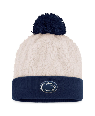 Top Of The World Women's  Cream Penn State Nittany Lions Grace Sherpa Cuffed Knit Hat With Pom