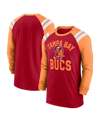 NIKE MEN'S NIKE RED, ORANGE TAMPA BAY BUCCANEERS CLASSIC ARC RAGLAN TRI-BLEND LONG SLEEVE T-SHIRT