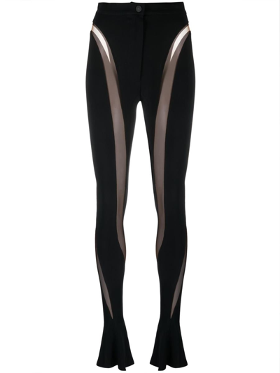 Mugler Leggings With Semi-transparent Inserts In Black