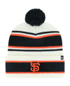 47 BRAND YOUTH BOYS AND GIRLS '47 BRAND WHITE, BLACK SAN FRANCISCO GIANTS STRIPLING CUFFED KNIT HAT WITH POM