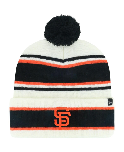 47 Brand Kids' Youth Boys And Girls ' White, Black San Francisco Giants Stripling Cuffed Knit Hat With Pom In White,black