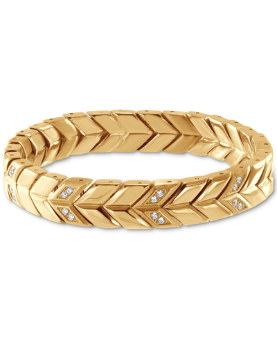 Blackjack Men's Cubic Zirconia Chevron Link Bracelet In Stainless Steel In Gold-tone