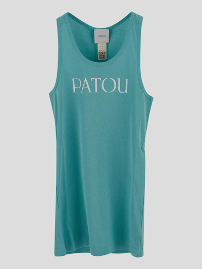 Patou Logo-print Cotton Top In Mint Green