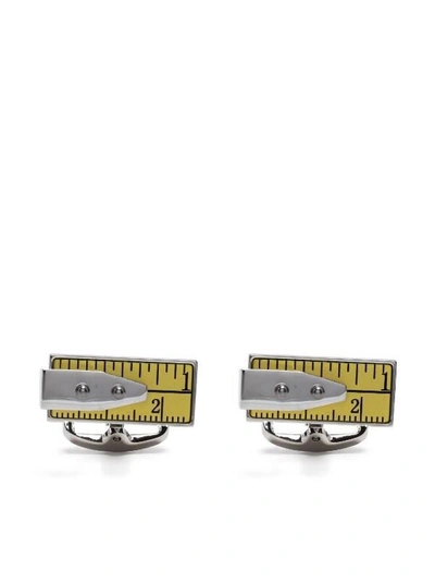 Paul Smith P Au L Smith Cufflink Tape Measure Yellow In Silver