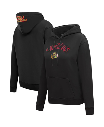 Pro Standard Women's  Black Chicago Blackhawks Classic Chenille Pullover Hoodie