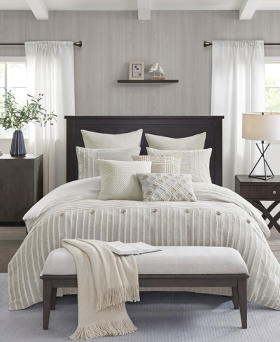 Madison Park Signature Essence Oversized Cotton Clipped Jacquard 8-pc. Comforter Set, Queen In Ivory