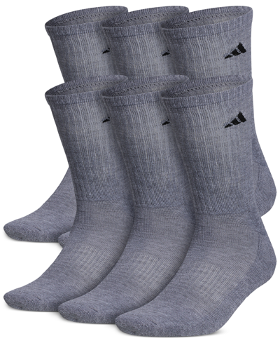 Adidas Originals Men's Cushioned Athletic 6-pack Crew Socks In Medium Grey