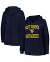 CHAMPION WOMEN'S CHAMPION NAVY WEST VIRGINIA MOUNTAINEERS PLUS SIZE HEART & SOUL NOTCH NECK PULLOVER HOODIE