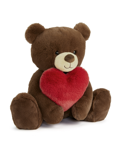 Geoffrey's Toy Box Babies' 12" Plush Heart Bear In Brown