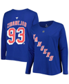 Profile Mika Zibanejad Blue New York Rangers Plus Size Name And Number Long Sleeve T-shirt In Blue