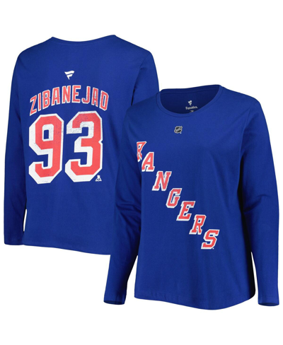 PROFILE WOMEN'S MIKA ZIBANEJAD BLUE NEW YORK RANGERS PLUS SIZE NAME AND NUMBER LONG SLEEVE T-SHIRT
