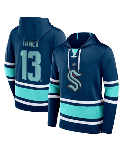 Fanatics Men's  Brandon Tanev Deep Sea Blue Seattle Kraken Name And Number Lace-up Pullover Hoodie