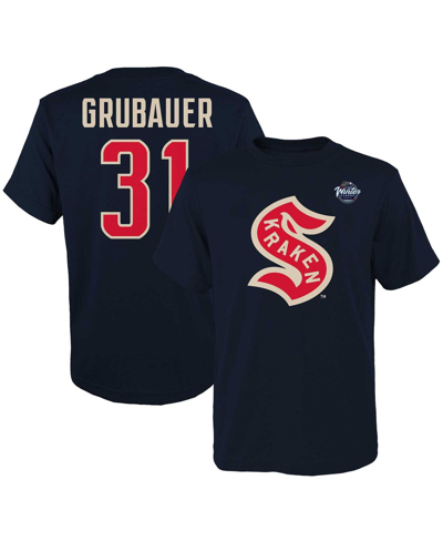 OUTERSTUFF BIG BOYS PHILIPP GRUBAUER DEEP SEA BLUE SEATTLE KRAKEN 2024 NHL WINTER CLASSIC NAME AND NUMBER T-SHI