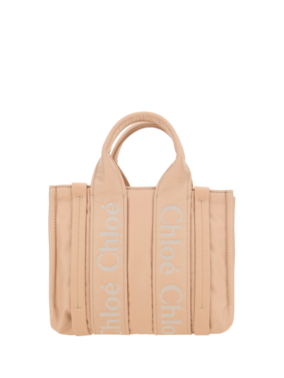 Chloé Small Woody Tote Bag In Rose Dust