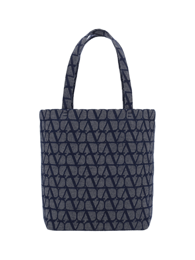 Valentino Garavani Toile Iconographe Handbag In Blue