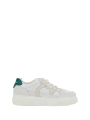 Ferragamo Cassina Leather Sneakers With Gancini Patch In Neutral