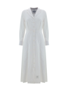 Thom Browne Pleated Cotton-poplin Midi Shirt Dress In White