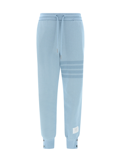 Thom Browne 4-bar Joggers In Cotton Knit In Light Blue