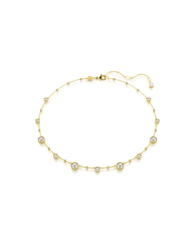 Swarovski Round Cut, Scattered Design, White, Gold-tone Imber Necklace
