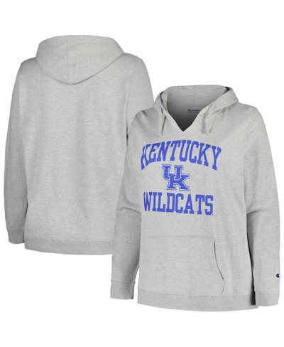 Champion Women's  Heather Gray Kentucky Wildcats Plus Size Heart & Soul Notch Neck Pullover Hoodie