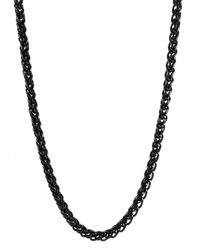 Blackjack Men's Wheat Link 24" Chain Necklace In Stainless Steel In Black