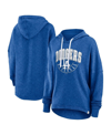 Fanatics Women's  Heather Royal Distressed Los Angeles Dodgers Luxe Pullover Hoodie In Heather Royal