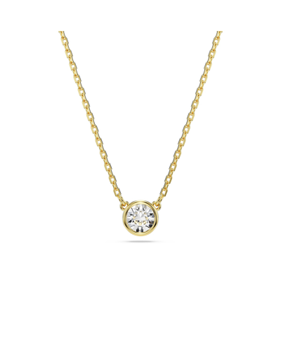 Swarovski Round Cut, White, Gold-tone Imber Pendant Necklace