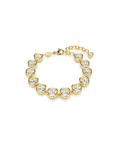 SWAROVSKI ROUND CUT, WHITE, GOLD-TONE IMBER BRACELET