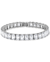 BLACKJACK MEN'S CUBIC ZIRCONIA BAGUETTE TENNIS BRACELET IN STAINLESS STEEL