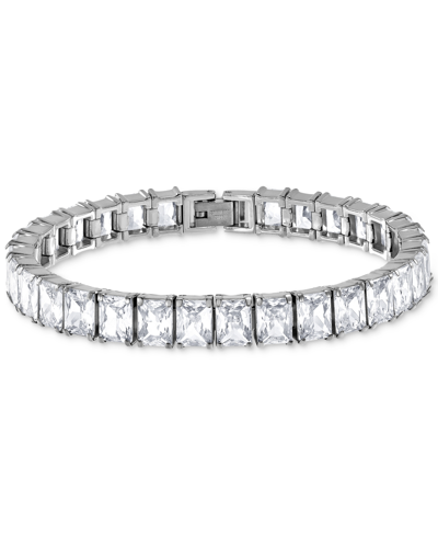 Blackjack Men's Cubic Zirconia Baguette Tennis Bracelet In Stainless Steel