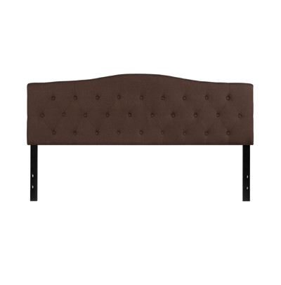 Emma+oliver Arched King Button Tufted Upholstered Headboard In Dark Brown