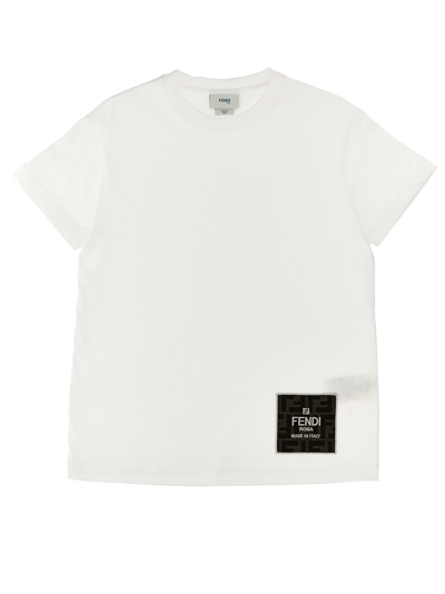 Fendi T-shirt In Jersey Con Patch In White