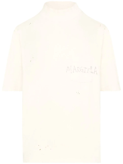 Maison Margiela Handwritten Cotton T-shirt In White