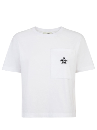 Fendi T Shirt Roma Cot In White