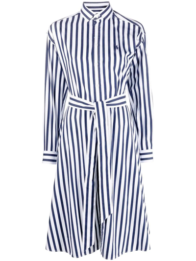 Polo Ralph Lauren Striped Cotton Poplin Shirt Dress In Blue