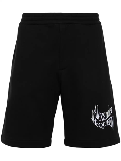 Alexander Mcqueen Emb Shorts In Black