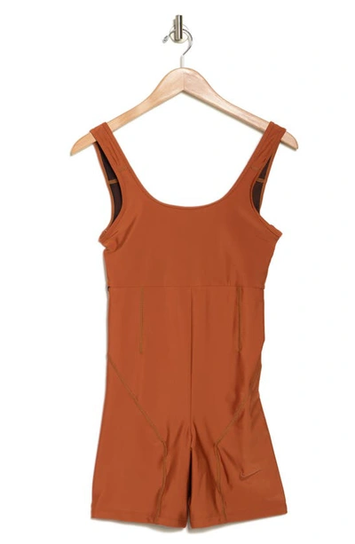 Nike Orange Paneled One-piece Swimsuit In Dark Russet