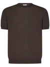 Malo Cotton Half-sleeved Sweater In Marrone