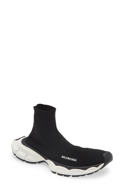 Balenciaga 3xl Sock Logo-print Stretch-knit Slip-on Sneakers In Black
